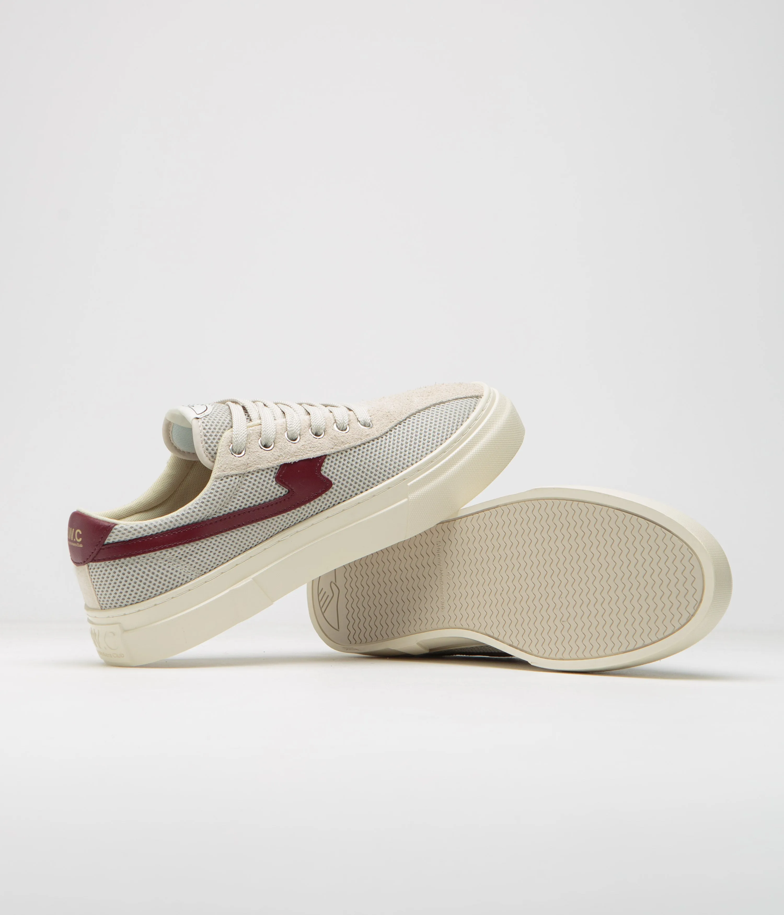 Stepney Workers Club Dellow S-Strike Cup Tennis Mesh Schuhe - Ecru / Rot Stepney Workers Club Schuhe