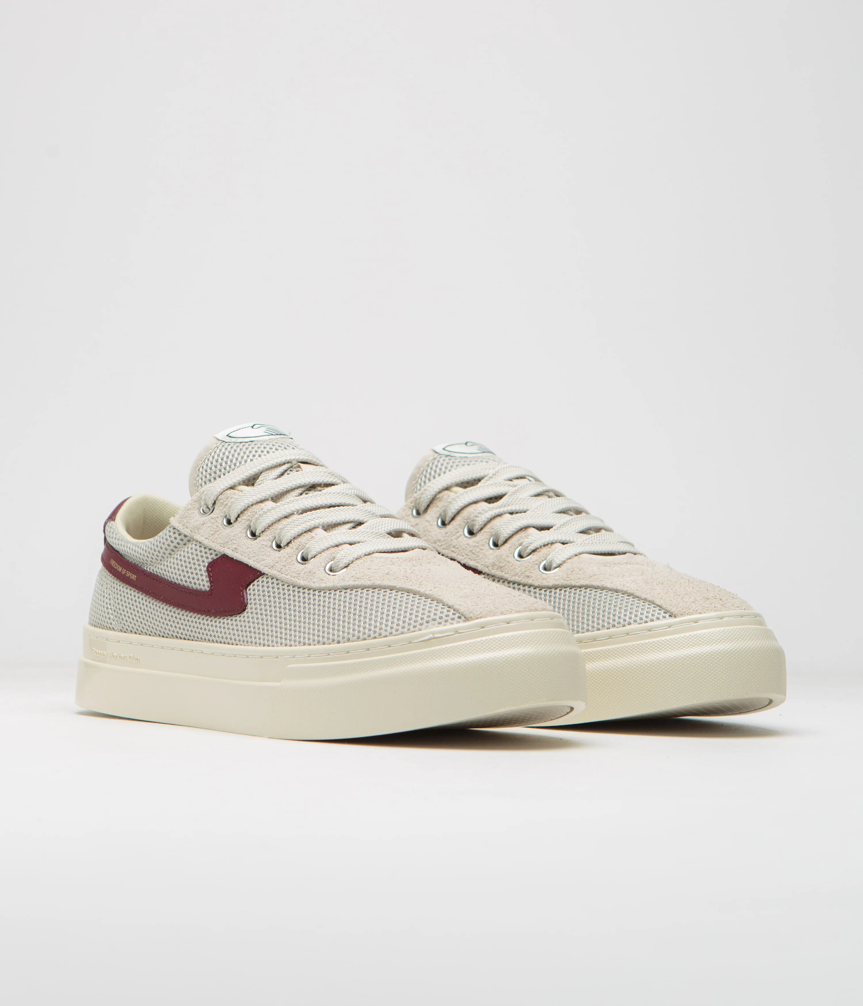 Stepney Workers Club Dellow S-Strike Cup Tennis Mesh Schuhe - Ecru / Rot Stepney Workers Club Schuhe