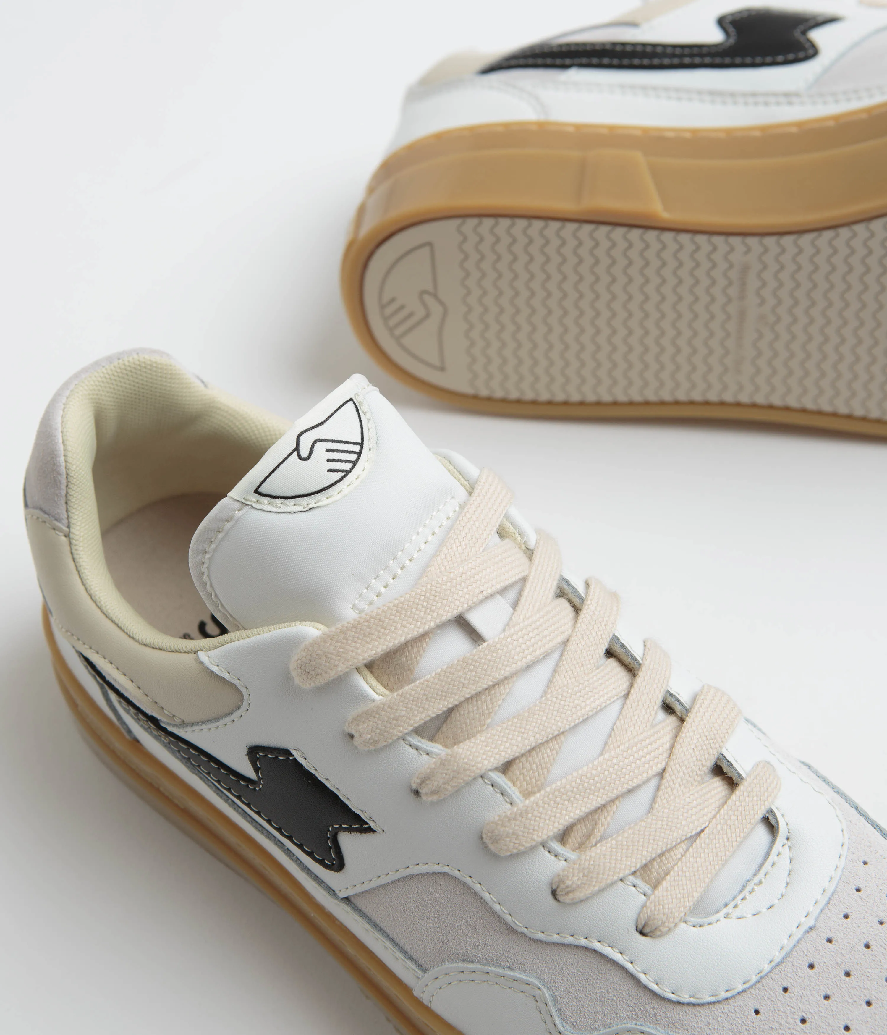 Stepney Workers Club Pearl S-Strike Lederschuhe - Weiß / Gummi Stepney Workers Club Schuhe