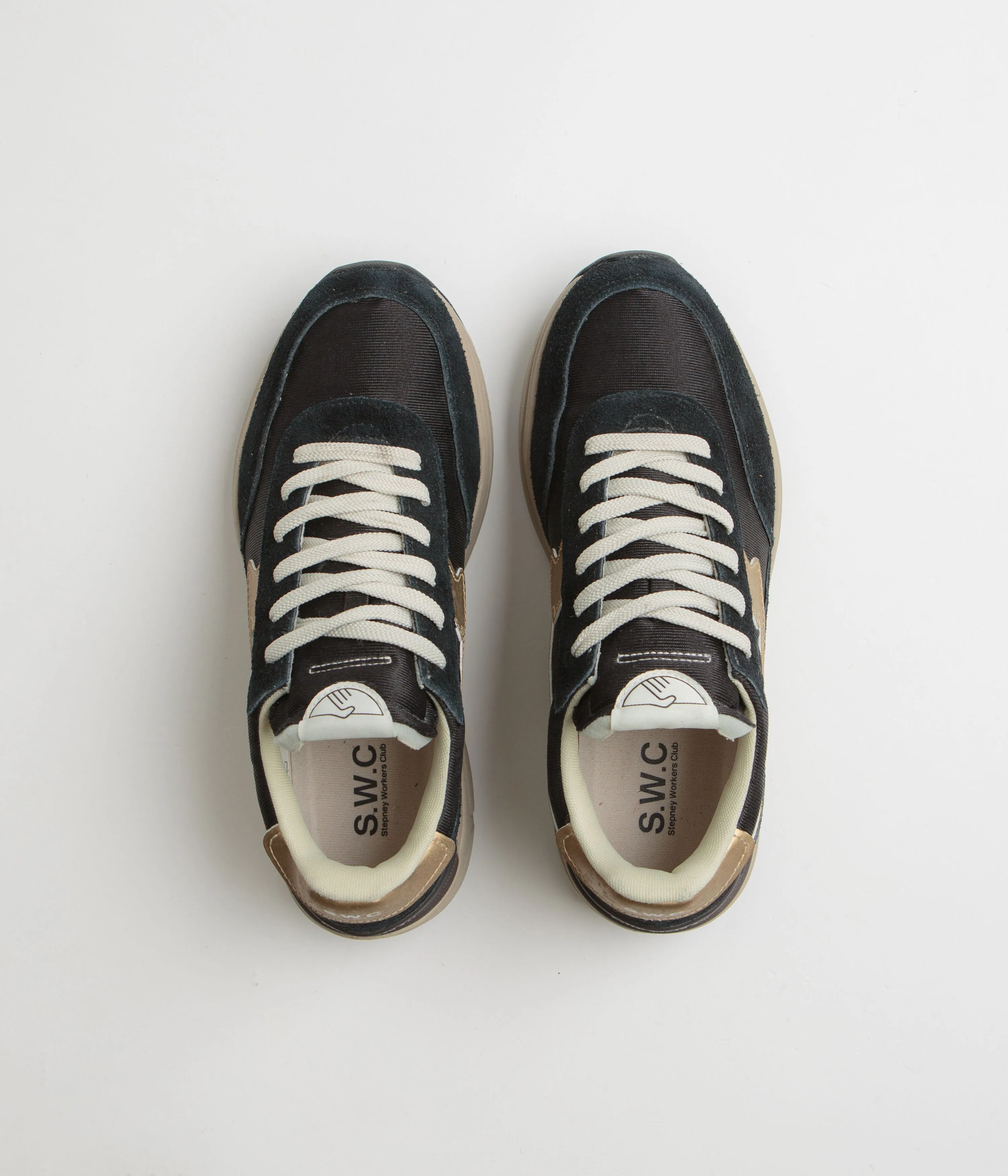 Stepney Workers Club Pro Cup 01 S-Strike Wildleder-Schuhe - Schwarz / Weiß Stepney Workers Club Schuhe