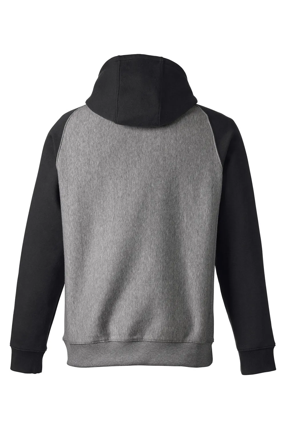Team 365 Herren Zone HydroSport wasserabweisende Colorblock Kapuzenpullover Hoodie mit Beuteltasche - Heather Dunkelgrau/Schwarz