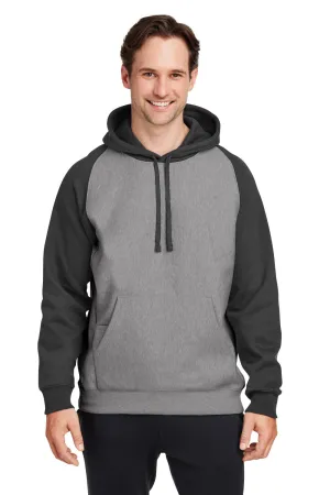 Team 365 Herren Zone HydroSport wasserabweisende Colorblock Kapuzenpullover Hoodie mit Beuteltasche - Heather Dunkelgrau/Schwarz