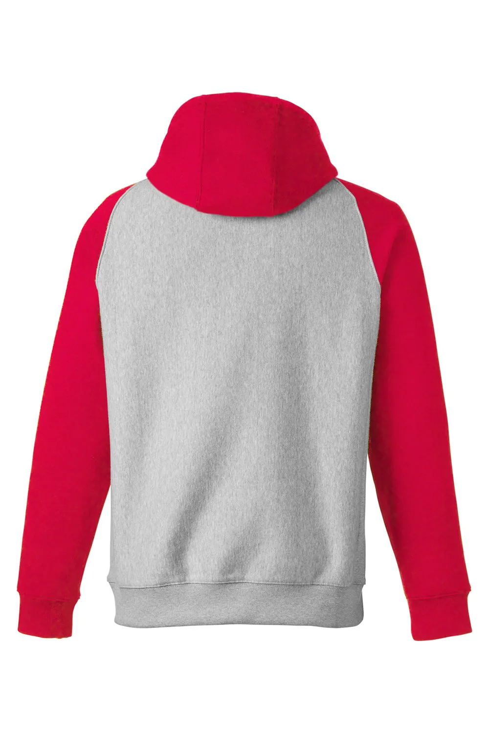 Team 365 Herren Zone HydroSport wasserabweisende Colorblock Kapuzenpullover Hoodie mit Kangaroo-Tasche - Heather Grau/Rot