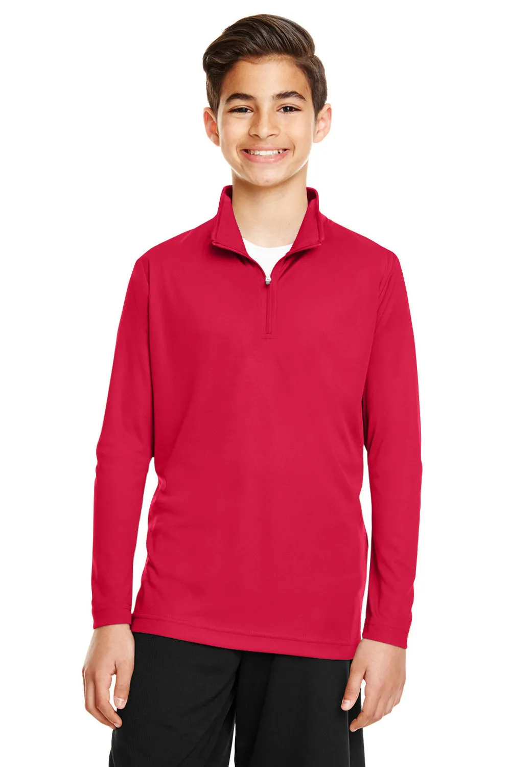 Team 365 Youth Zone Performance Feuchtigkeitstransportierendes 1/4-Zip Sweatshirt - Rot