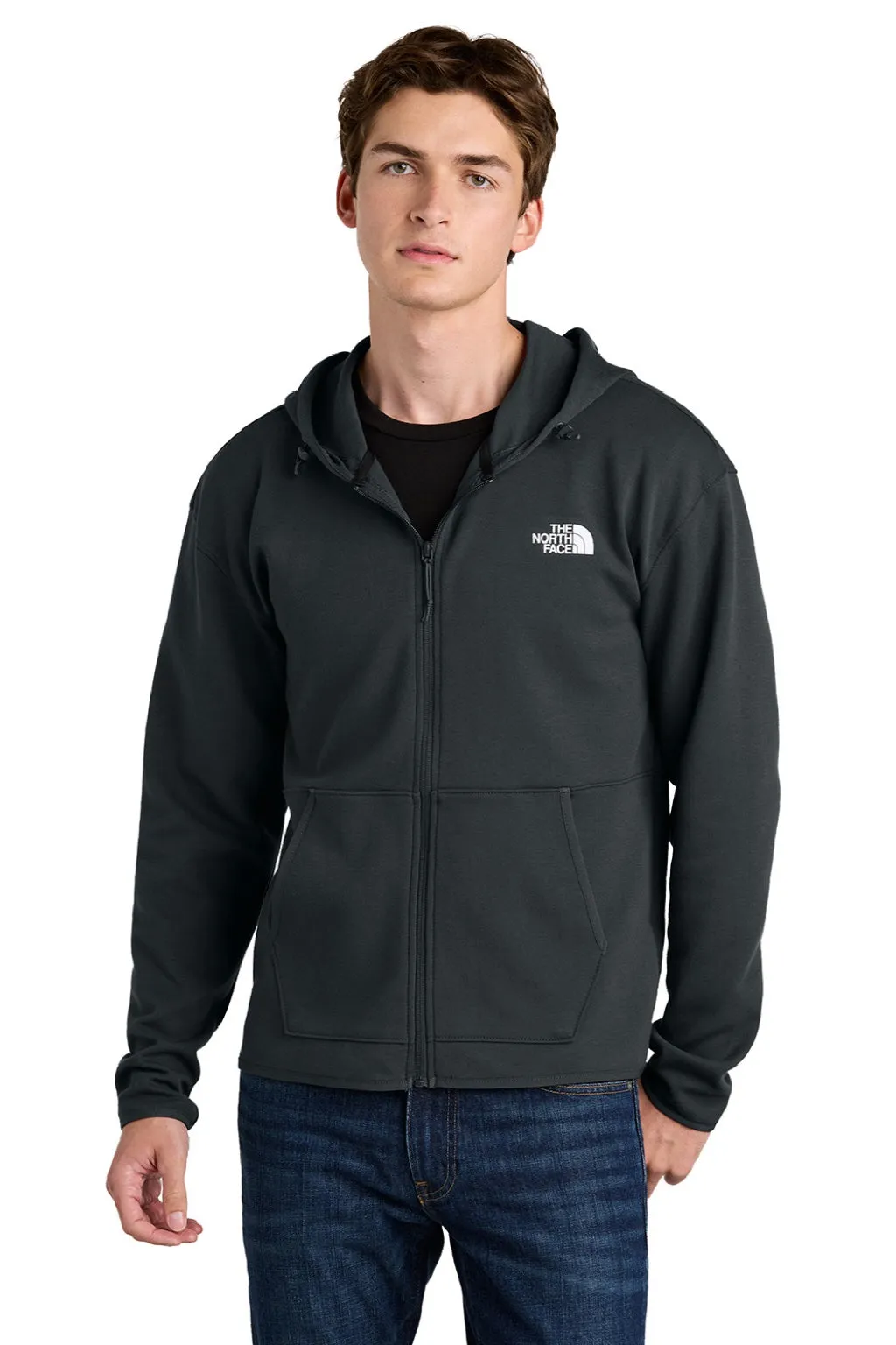 The North Face Herren Double Knit Full Zip Kapuzenpullover mit Taschen - Asphaltgrau