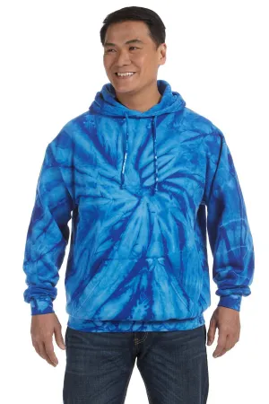 Männer Kapuzenpullover mit Tie-Dye-Muster und Kangaroo-Tasche - Königsblau