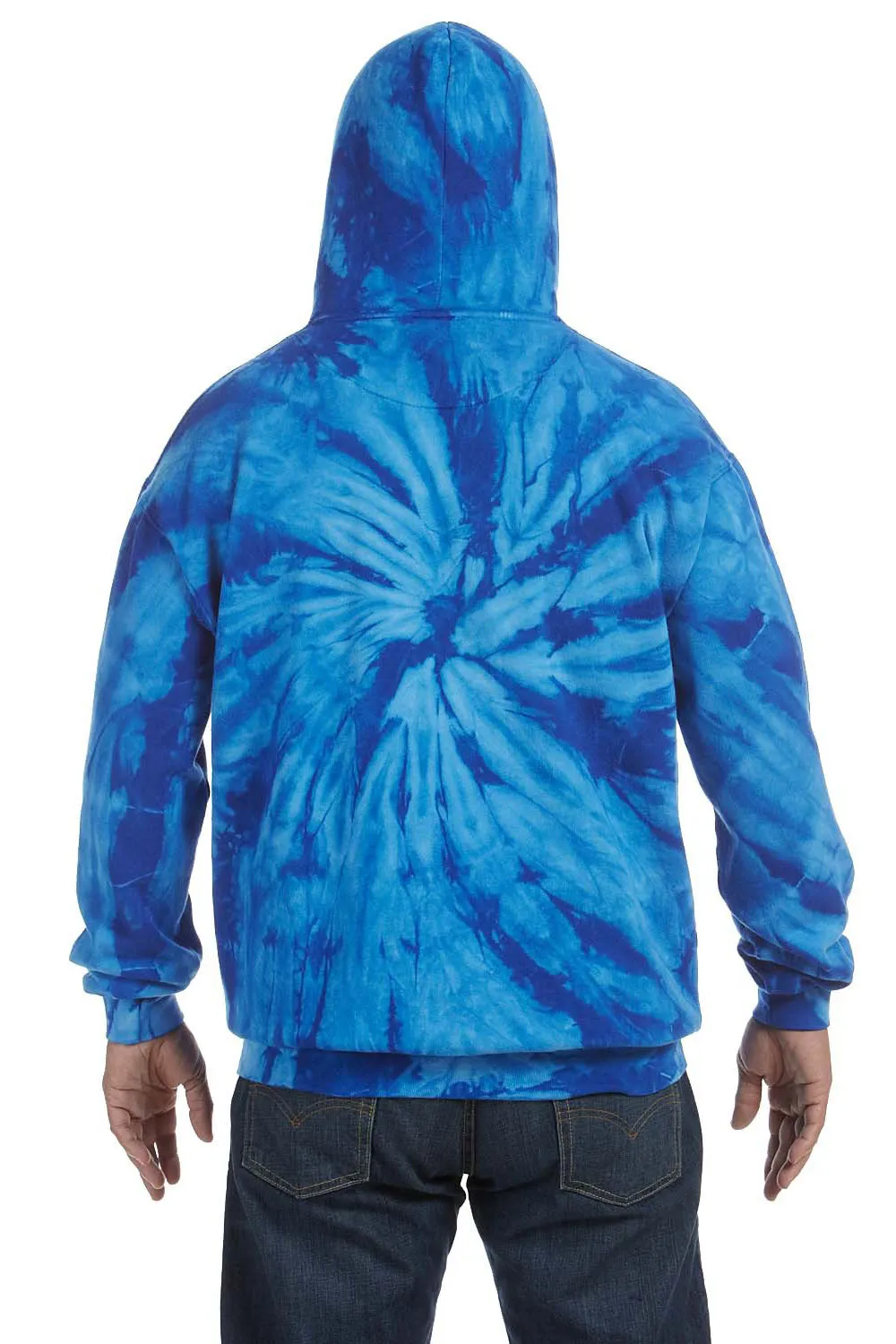 Männer Kapuzenpullover mit Tie-Dye-Muster und Kangaroo-Tasche - Königsblau