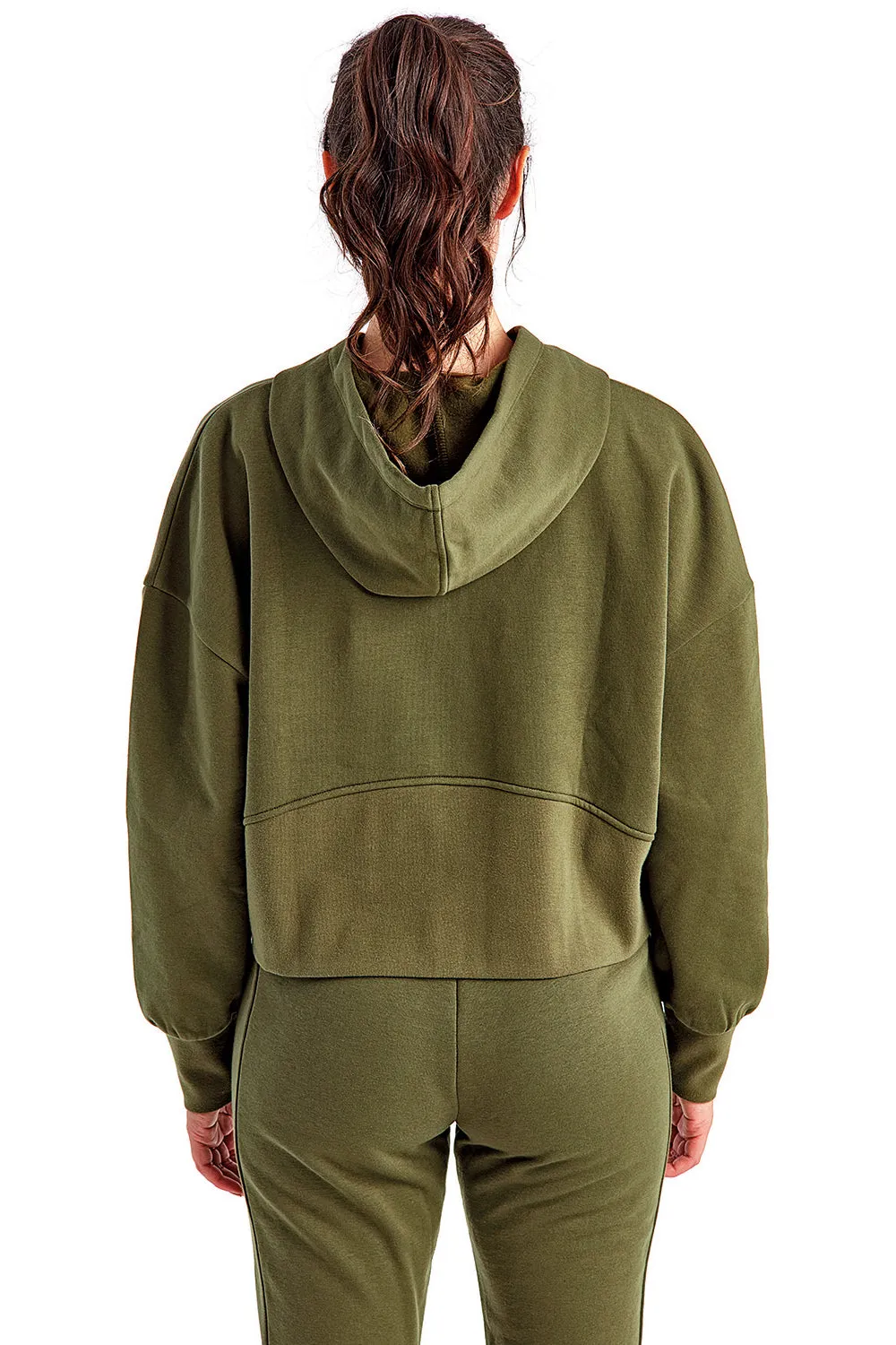 TriDri Damen Alice Kapuzenpullover mit 1/4 Reißverschluss und Kangaroo-Tasche - Olivgrün