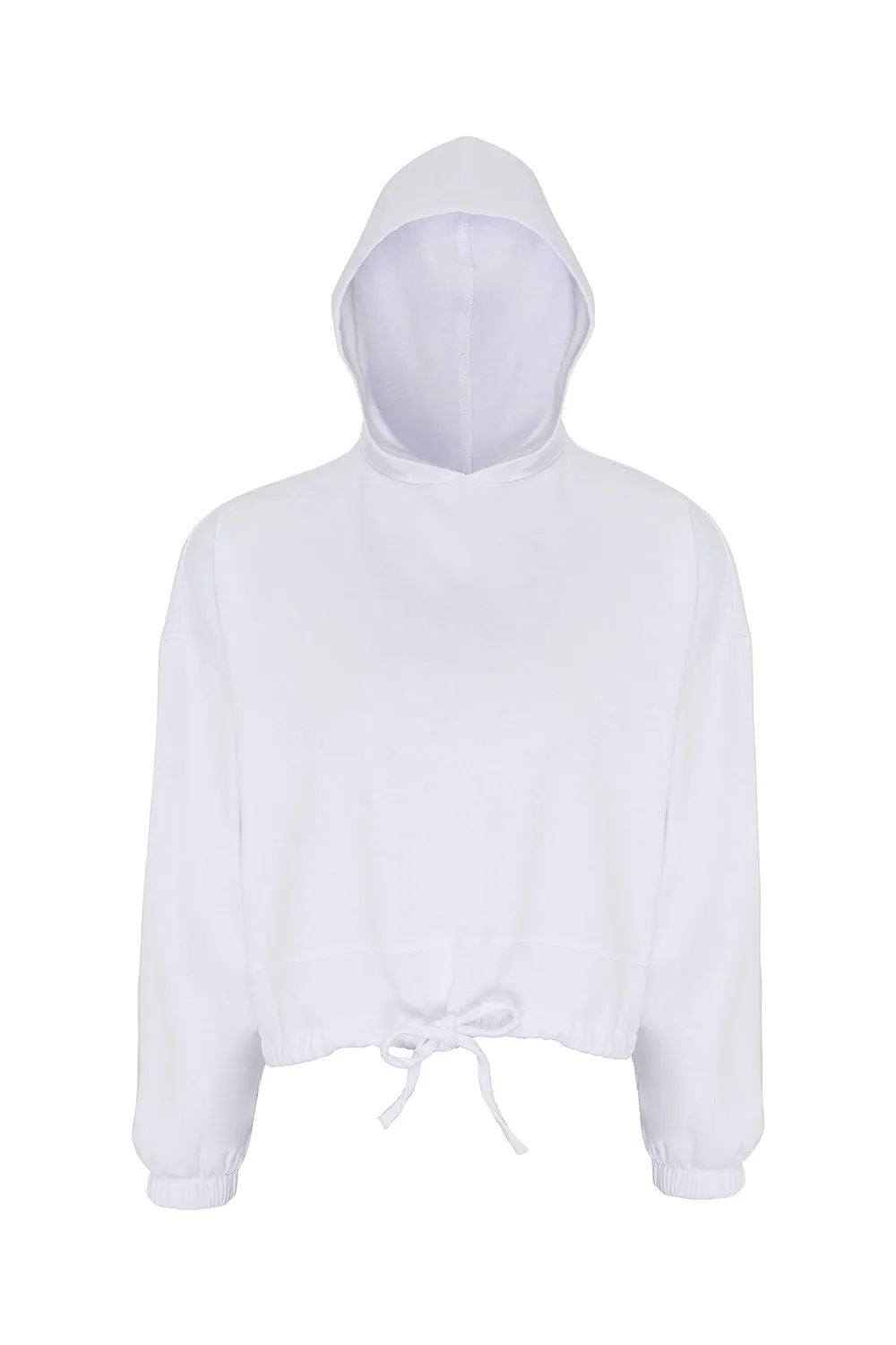 TriDri Damen Maria Cropped Kapuzenpullover Hoodie - Weiß