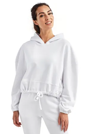 TriDri Damen Maria Cropped Kapuzenpullover Hoodie - Weiß
