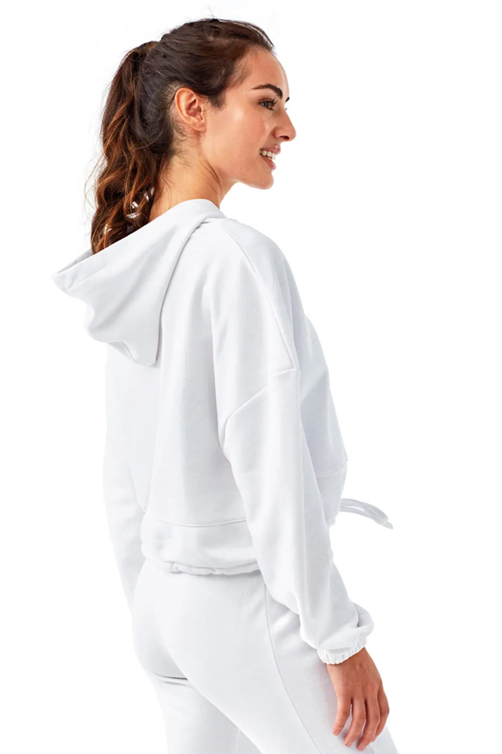 TriDri Damen Maria Cropped Kapuzenpullover Hoodie - Weiß