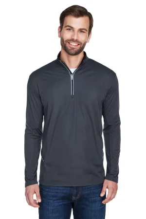 UltraClub Herren Cool & Dry Feuchtigkeitstransportierendes 1/4-Zip Sweatshirt mit Tasche - Schwarz