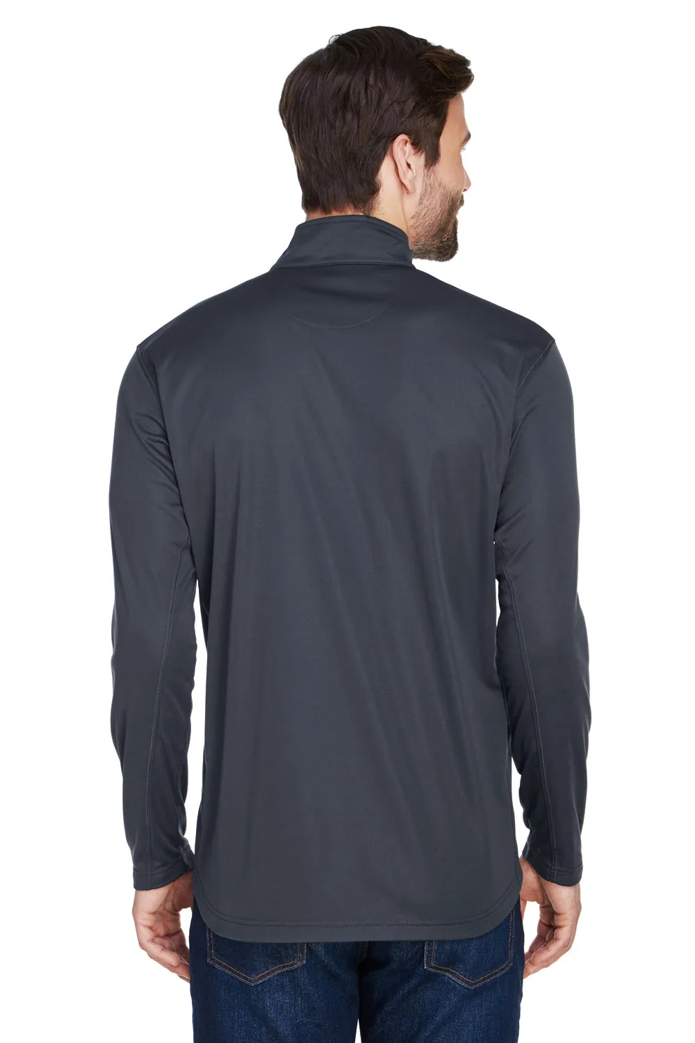 UltraClub Herren Cool & Dry Feuchtigkeitstransportierendes 1/4-Zip Sweatshirt mit Tasche - Schwarz