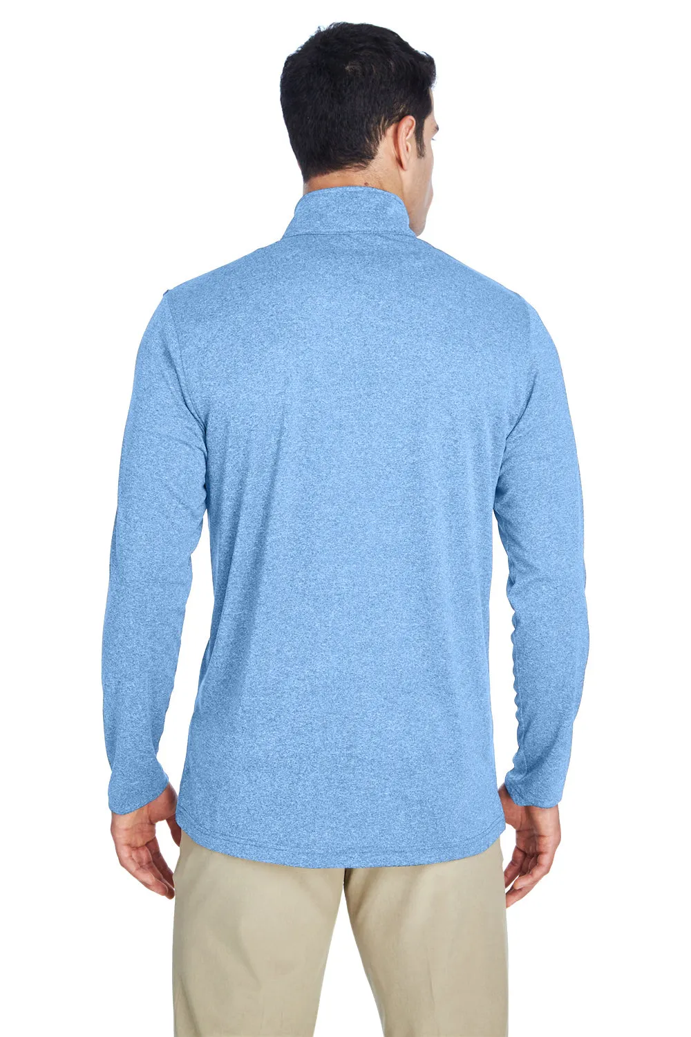 UltraClub Herren Heather Cool & Dry Performance Feuchtigkeitstransport 1/4-Zip Sweatshirt - Heather Columbia Blau