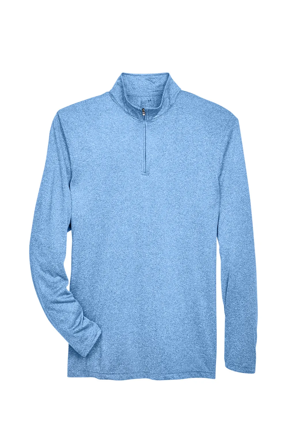 UltraClub Herren Heather Cool & Dry Performance Feuchtigkeitstransport 1/4-Zip Sweatshirt - Heather Columbia Blau