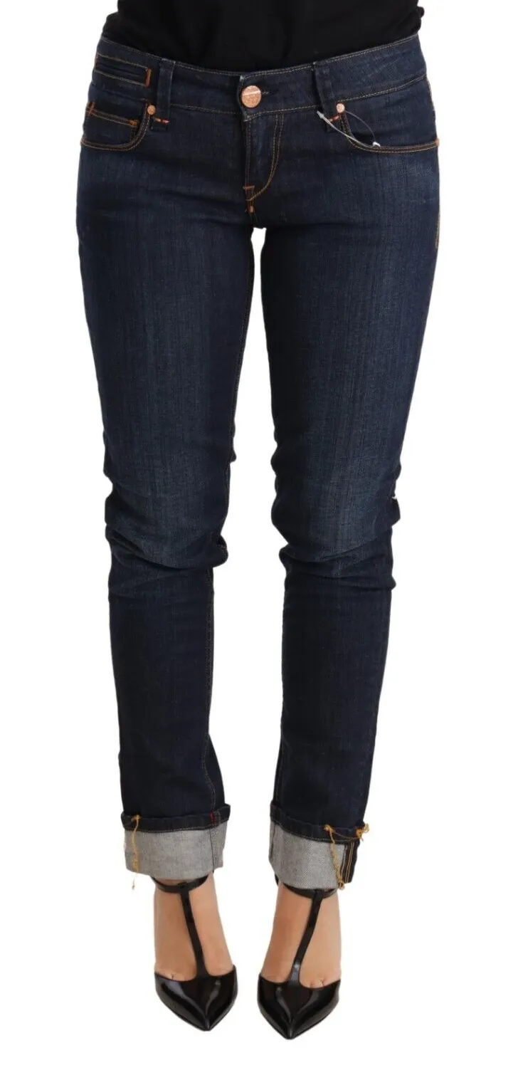 Acht Gewaschene Baumwolle Low Waist Skinny Damenhose Damenjeans