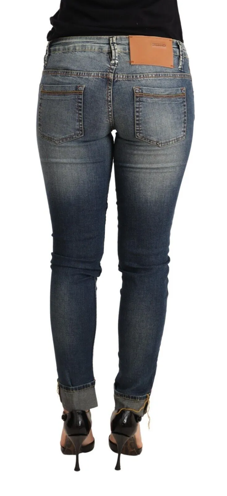 Acht Gewaschene Baumwolle Low Waist Skinny Damenhose Damenjeans