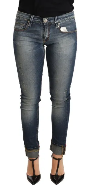 Acht Gewaschene Baumwolle Low Waist Skinny Damenhose Damenjeans