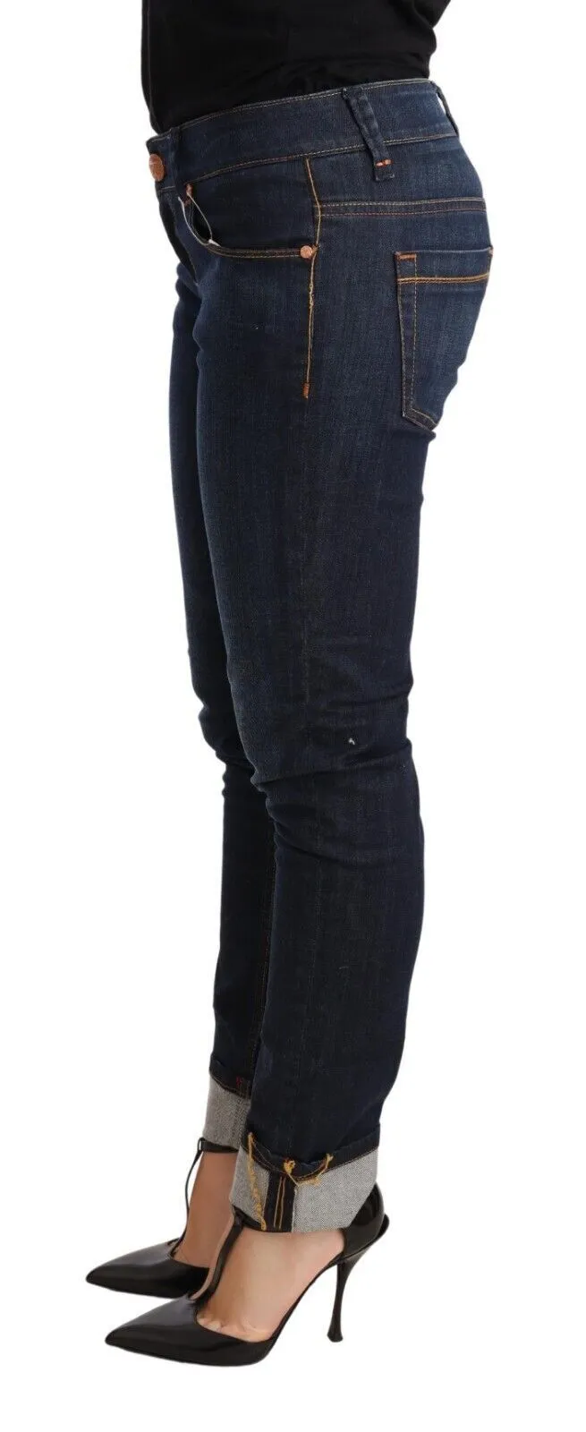 Acht Gewaschene Baumwolle Low Waist Skinny Damenhose Damenjeans