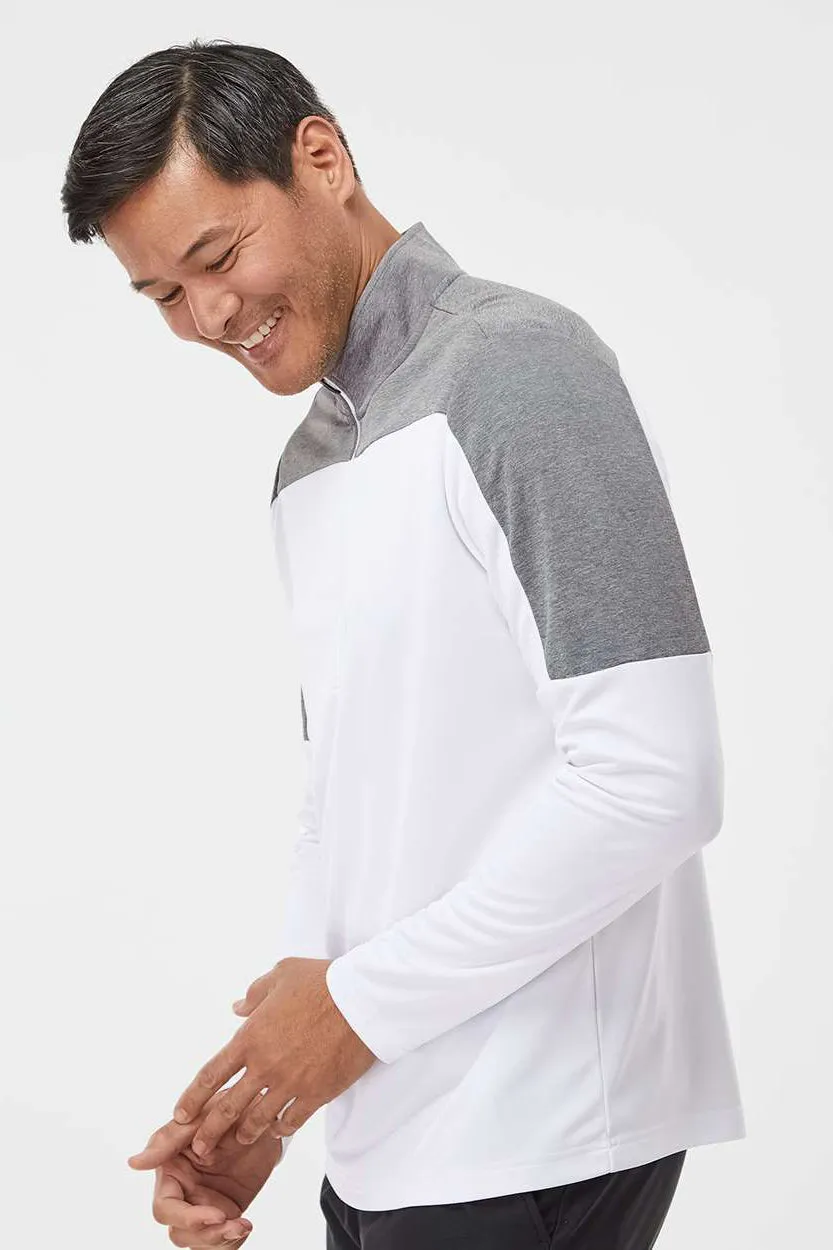 Adidas Herren Feuchtigkeitstransportierendes 1/4-Zip Sweatshirt - Weiß/Grau Melange