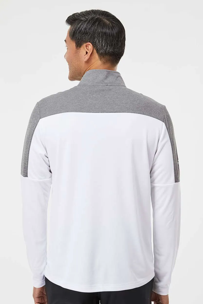 Adidas Herren Feuchtigkeitstransportierendes 1/4-Zip Sweatshirt - Weiß/Grau Melange