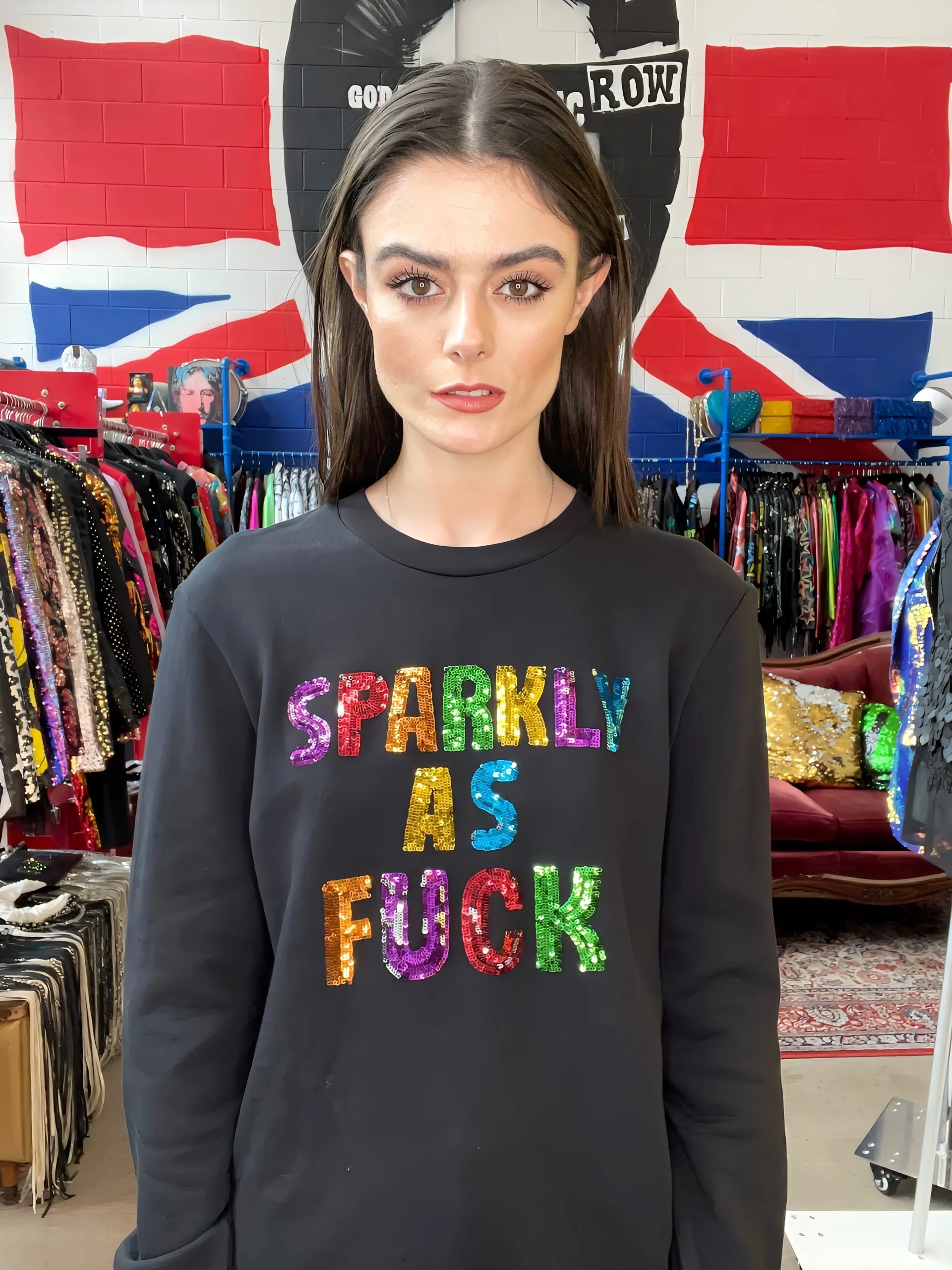 Any Old Iron Sweatshirt mit superglänzendem Effekt