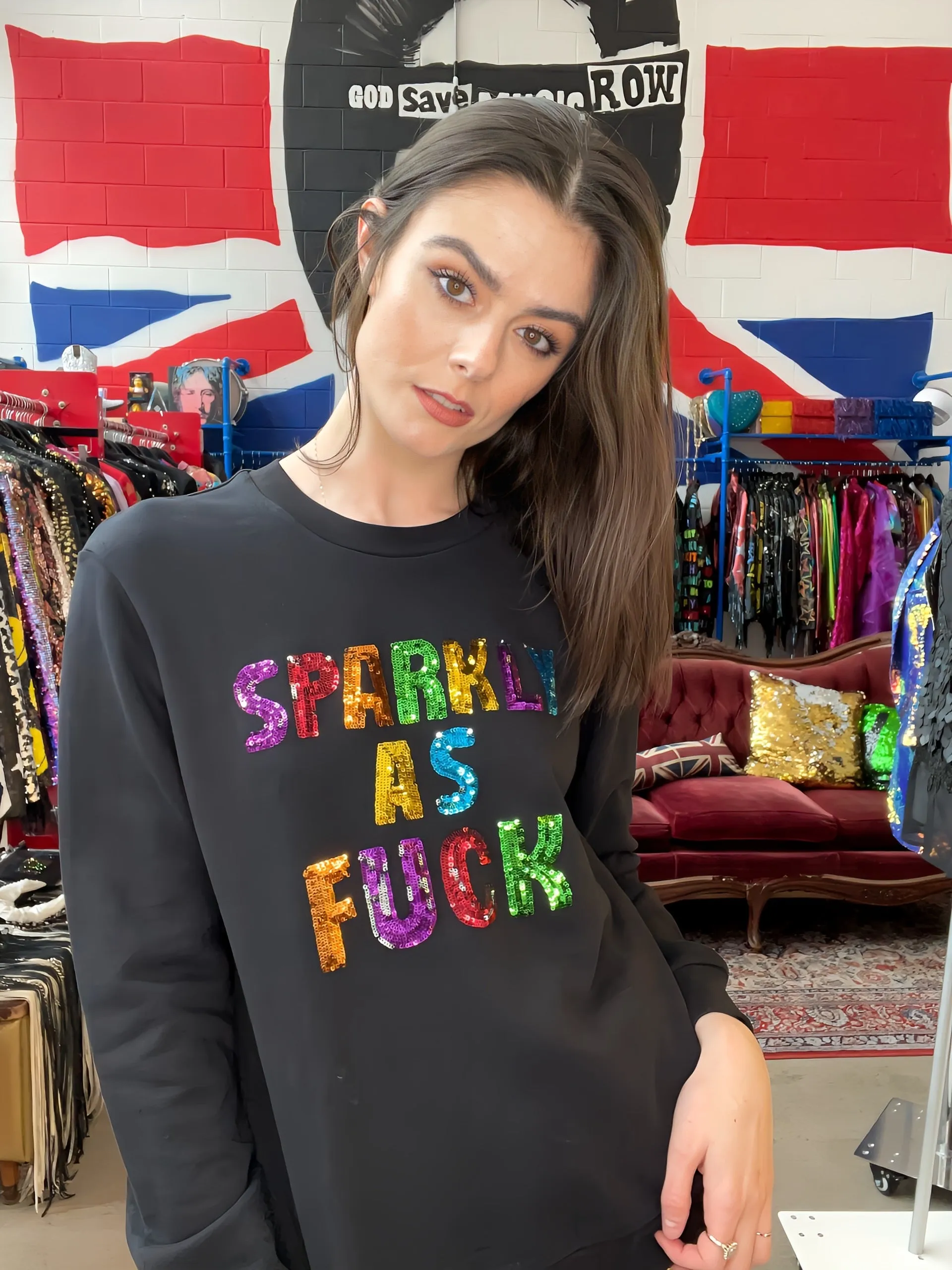 Any Old Iron Sweatshirt mit superglänzendem Effekt