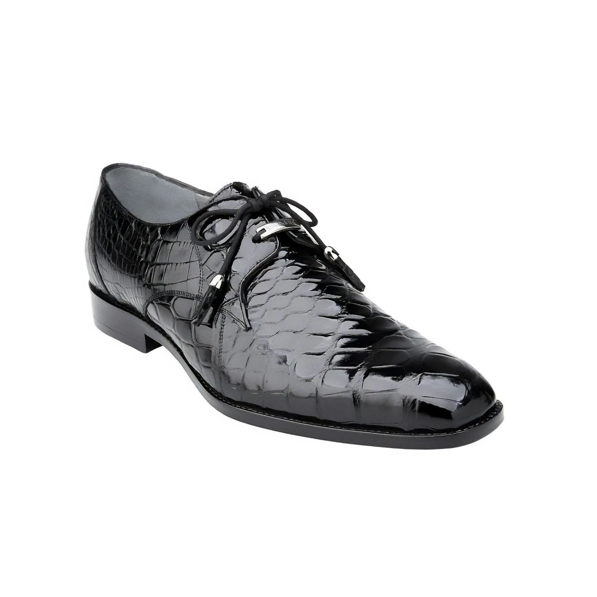 Belvedere Exotische Leder Schuhe Belvedere Lago in Schwarz Echter Alligator Oxfords