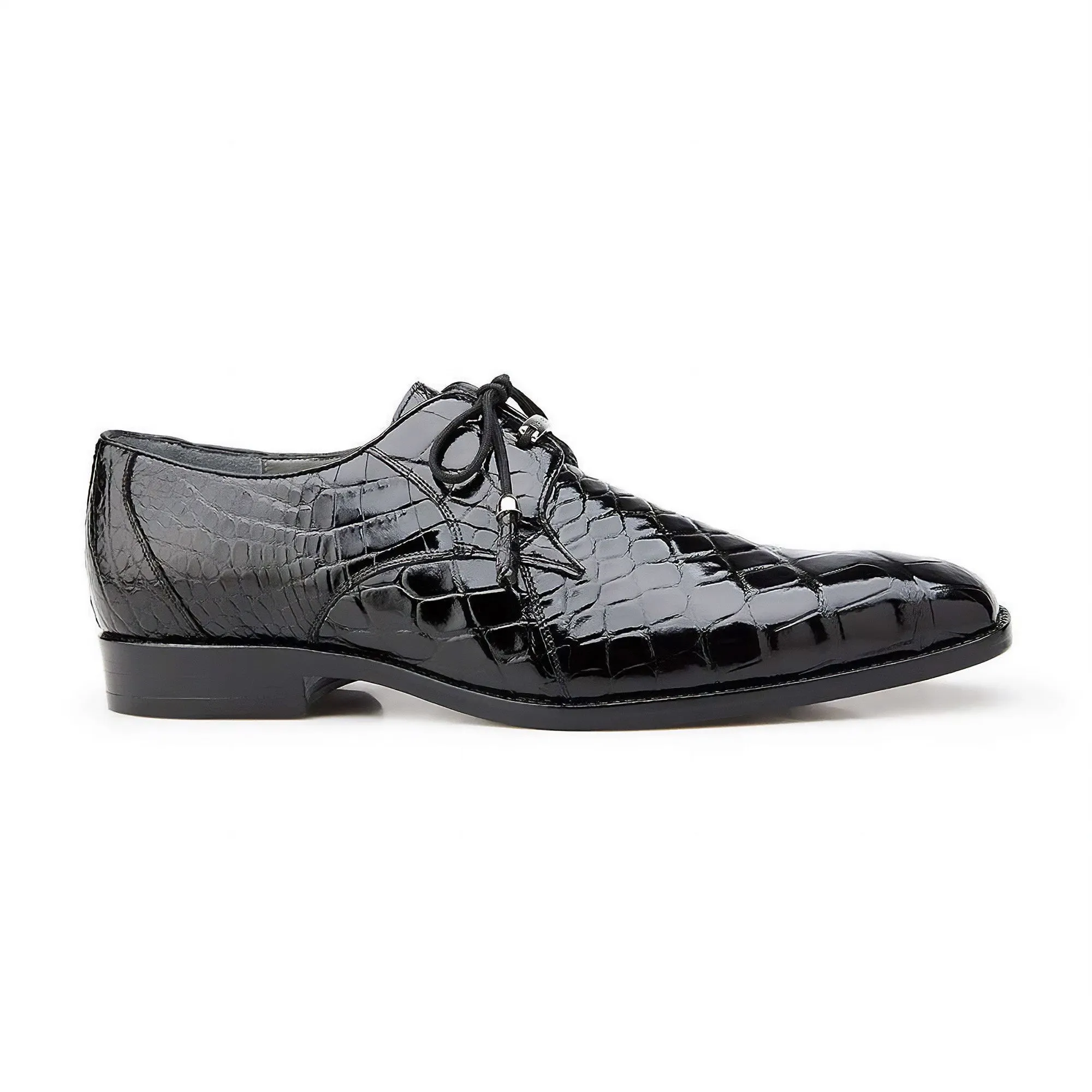 Belvedere Exotische Leder Schuhe Belvedere Lago in Schwarz Echter Alligator Oxfords