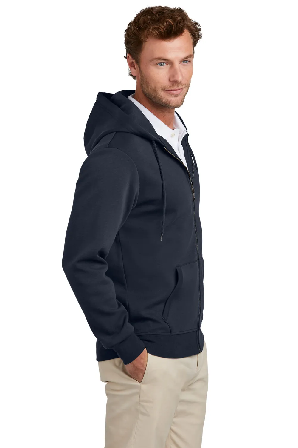 Brooks Brothers Herren Hoodie mit Kapuze und Taschen aus Doppelstrick - Nachtmarineblau