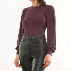 Butter Balloon Ärmel Body in Aubergine