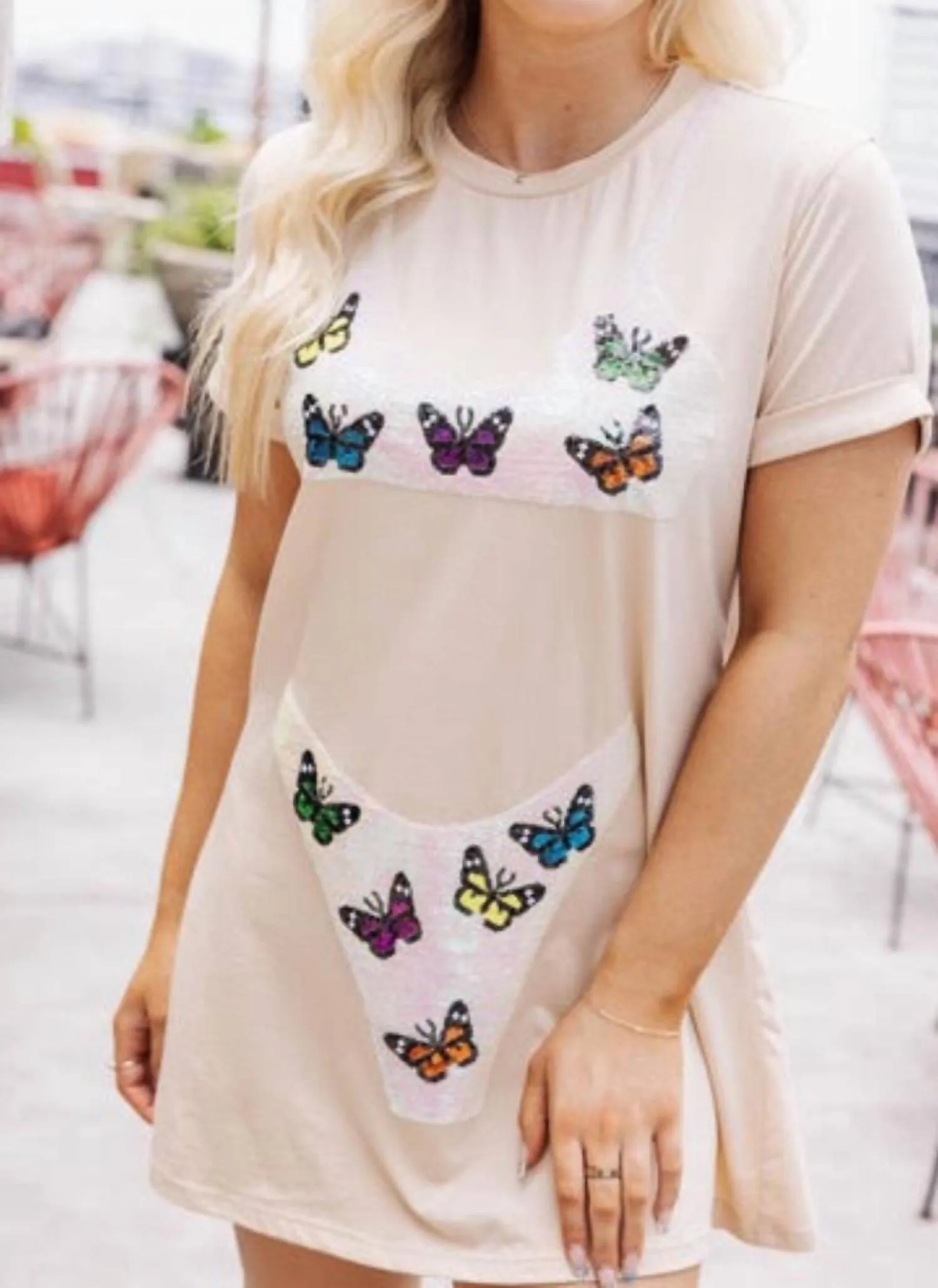 Schmetterling Bikini Überwurf in Weiß