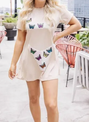 Schmetterling Bikini Überwurf in Weiß