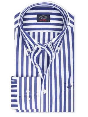 Buttondown Streifenhemd Marineblau