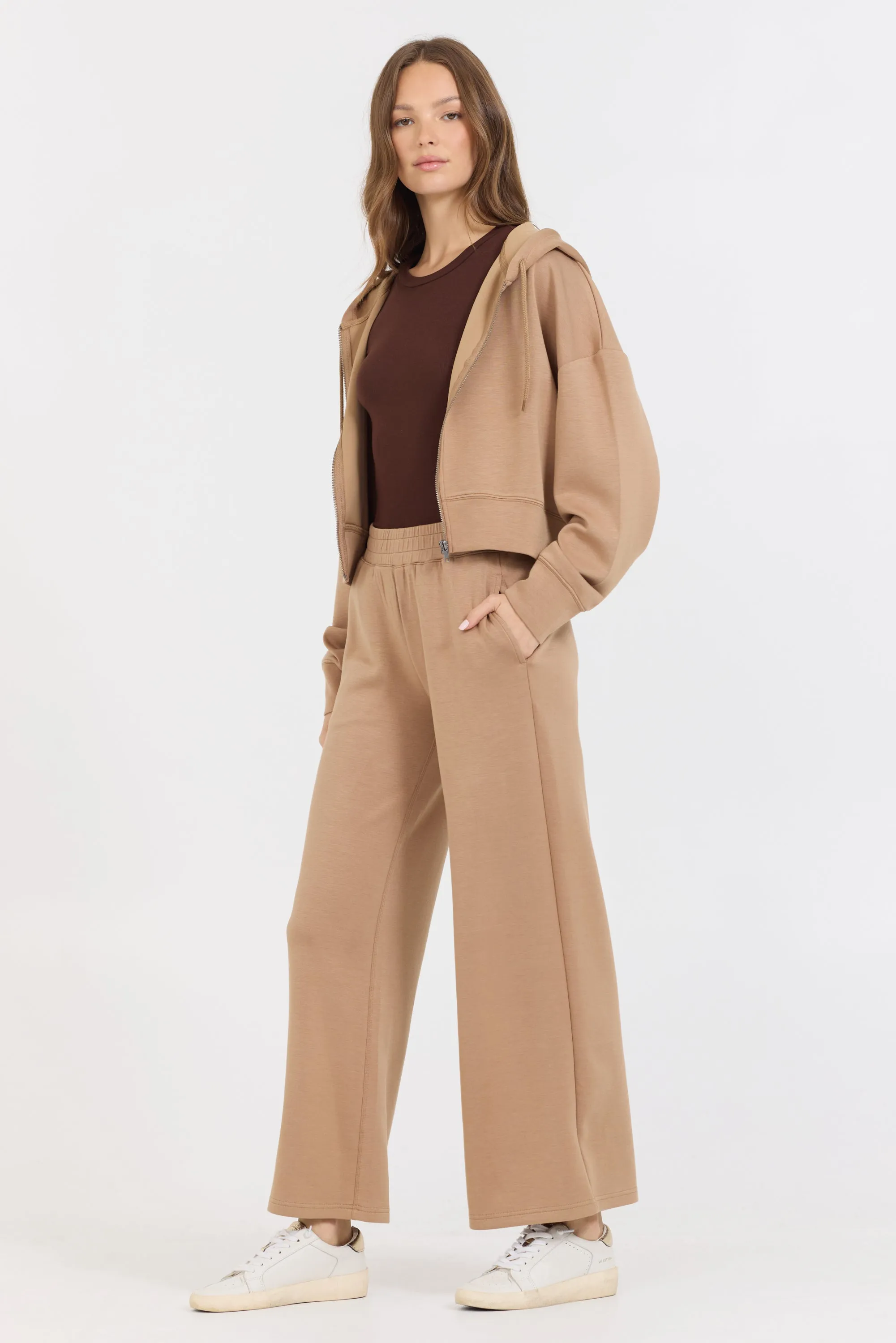 Karamell-Wolken-Fleece Crop-Zip-Up