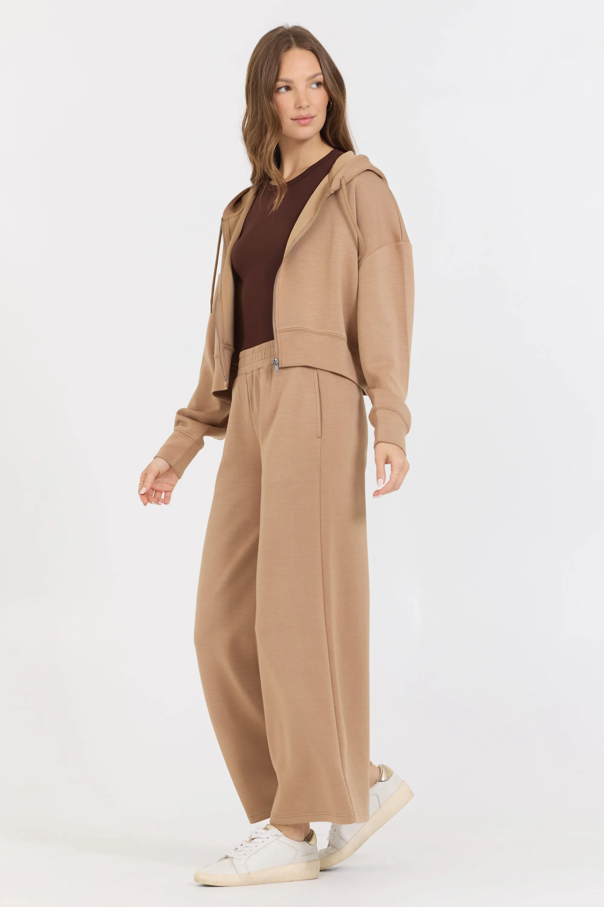 Karamell-Wolken-Fleece Crop-Zip-Up
