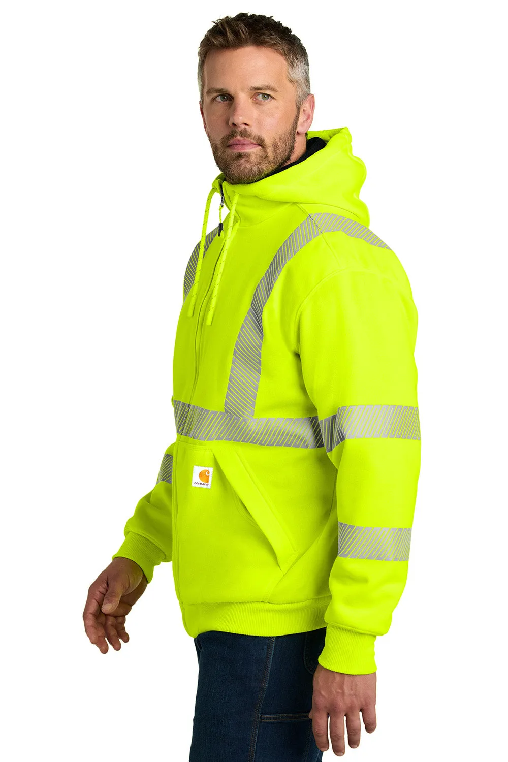 Carhartt Herren ANSI 107 Klasse 3 wasserdichte Full-Zip Kapuzenpullover Hoodie mit Taschen - Knalliges Limettengrün