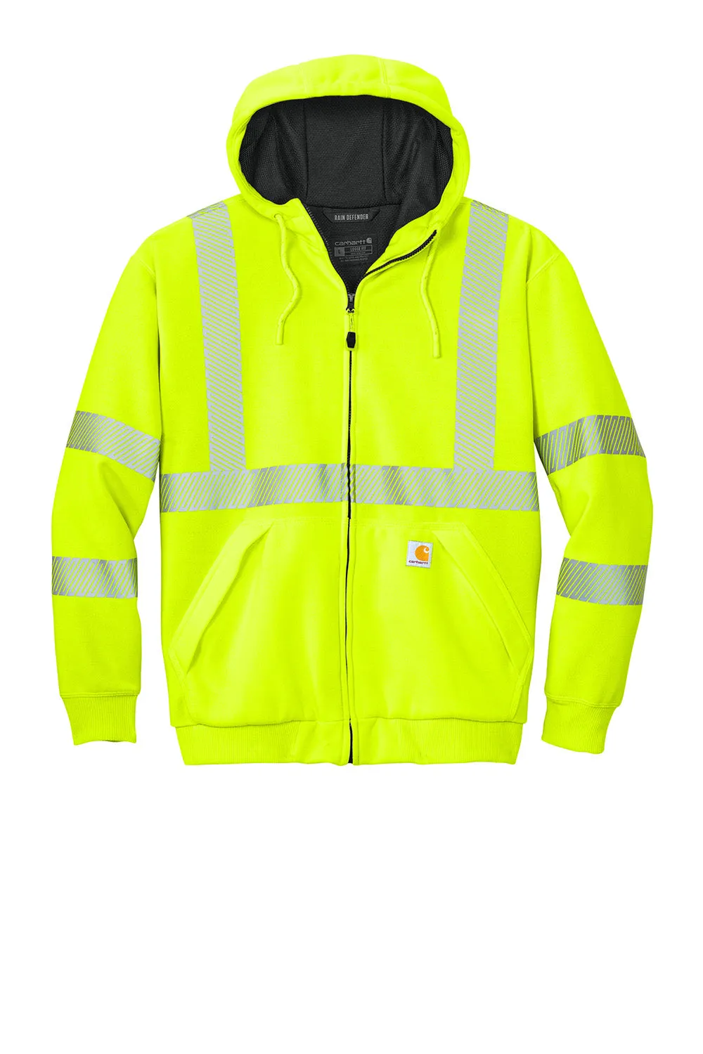 Carhartt Herren ANSI 107 Klasse 3 wasserdichte Full-Zip Kapuzenpullover Hoodie mit Taschen - Knalliges Limettengrün