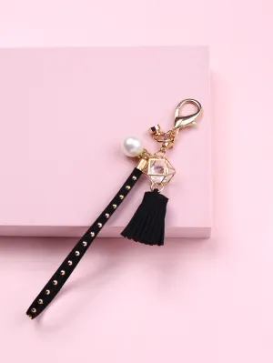 Faux Pearl & Tassel Design Bag Charm