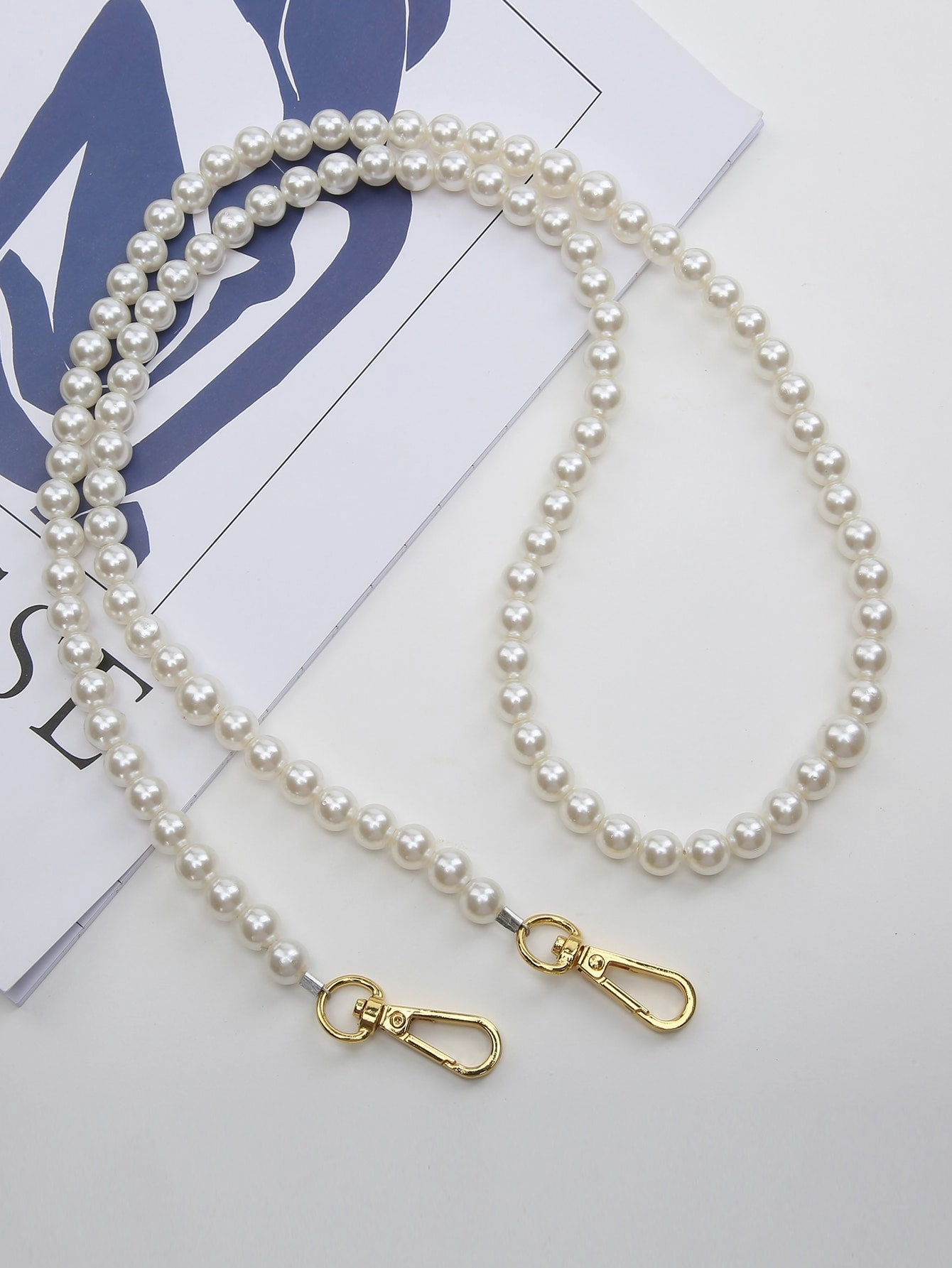 Faux Pearl Beaded Bag Strap