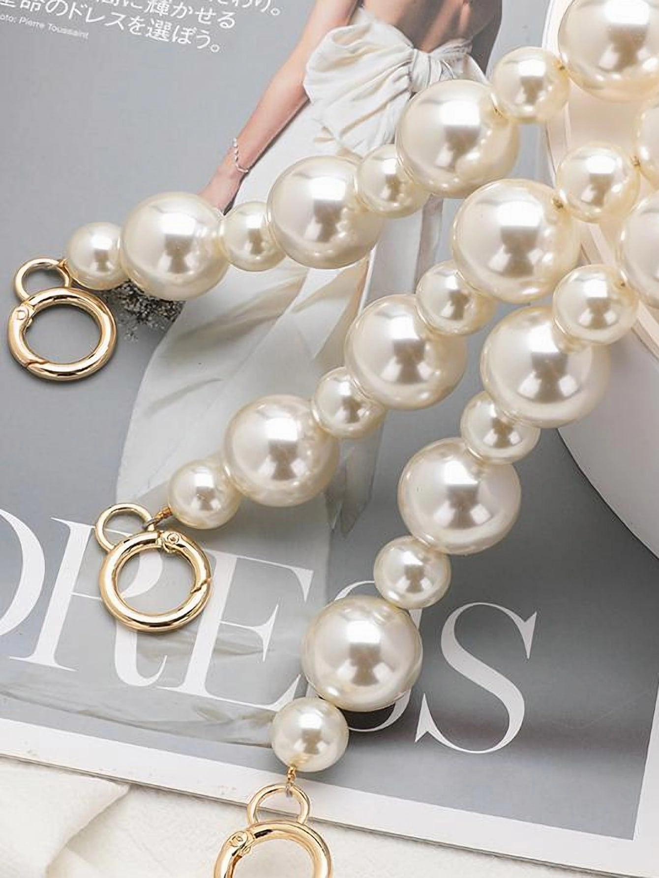 Faux Pearl Decor Bag Strap