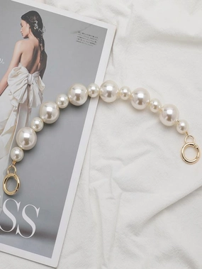 Faux Pearl Decor Bag Strap