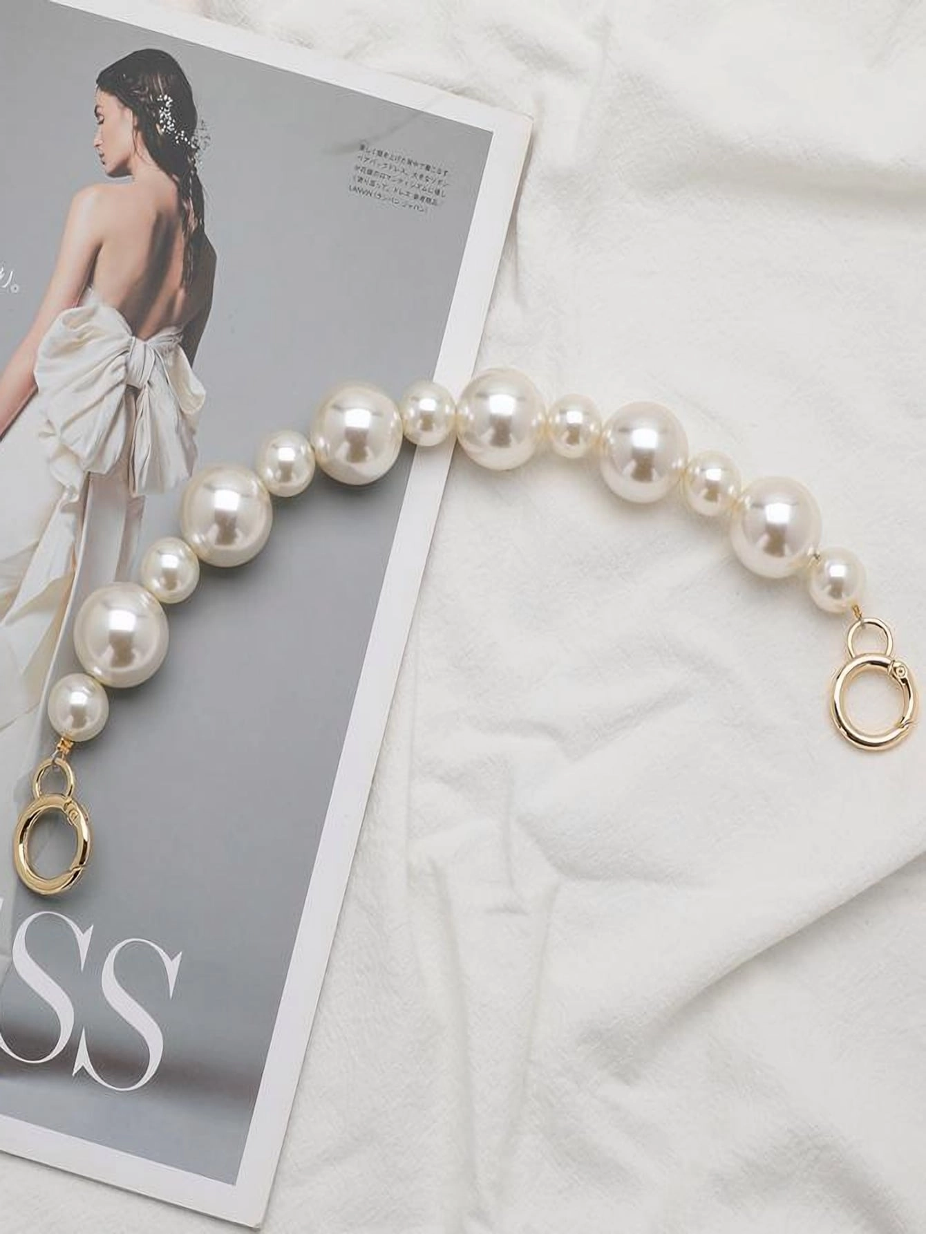Faux Pearl Decor Bag Strap