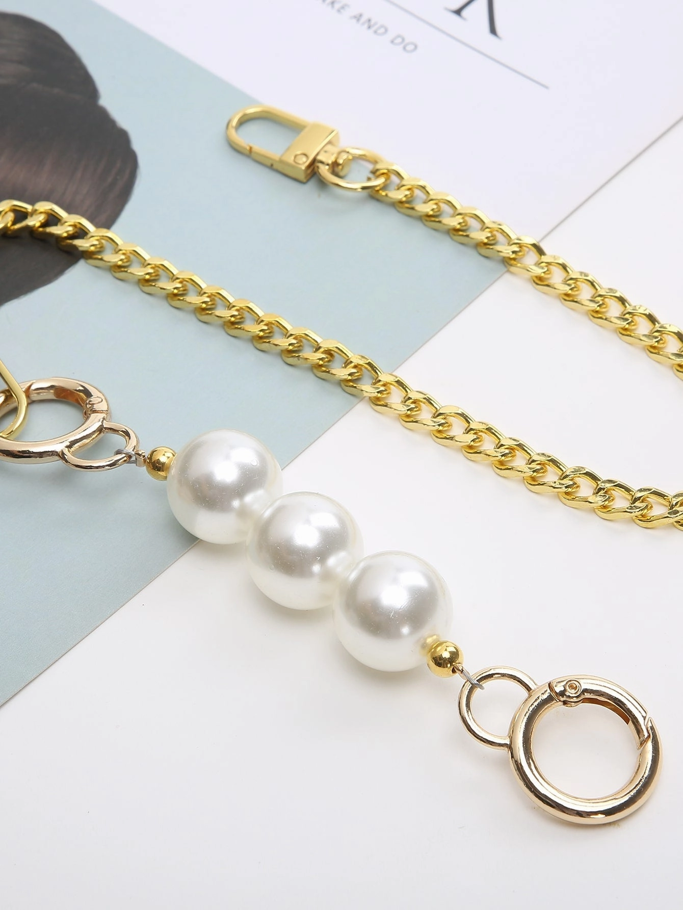 Faux Pearl Decor Chain Bag Strap
