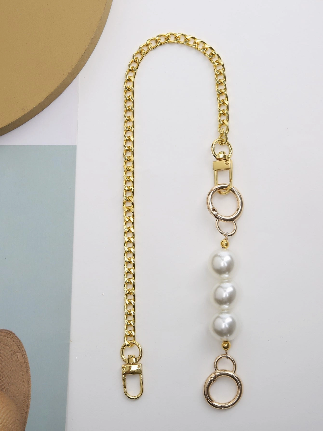 Faux Pearl Decor Chain Bag Strap