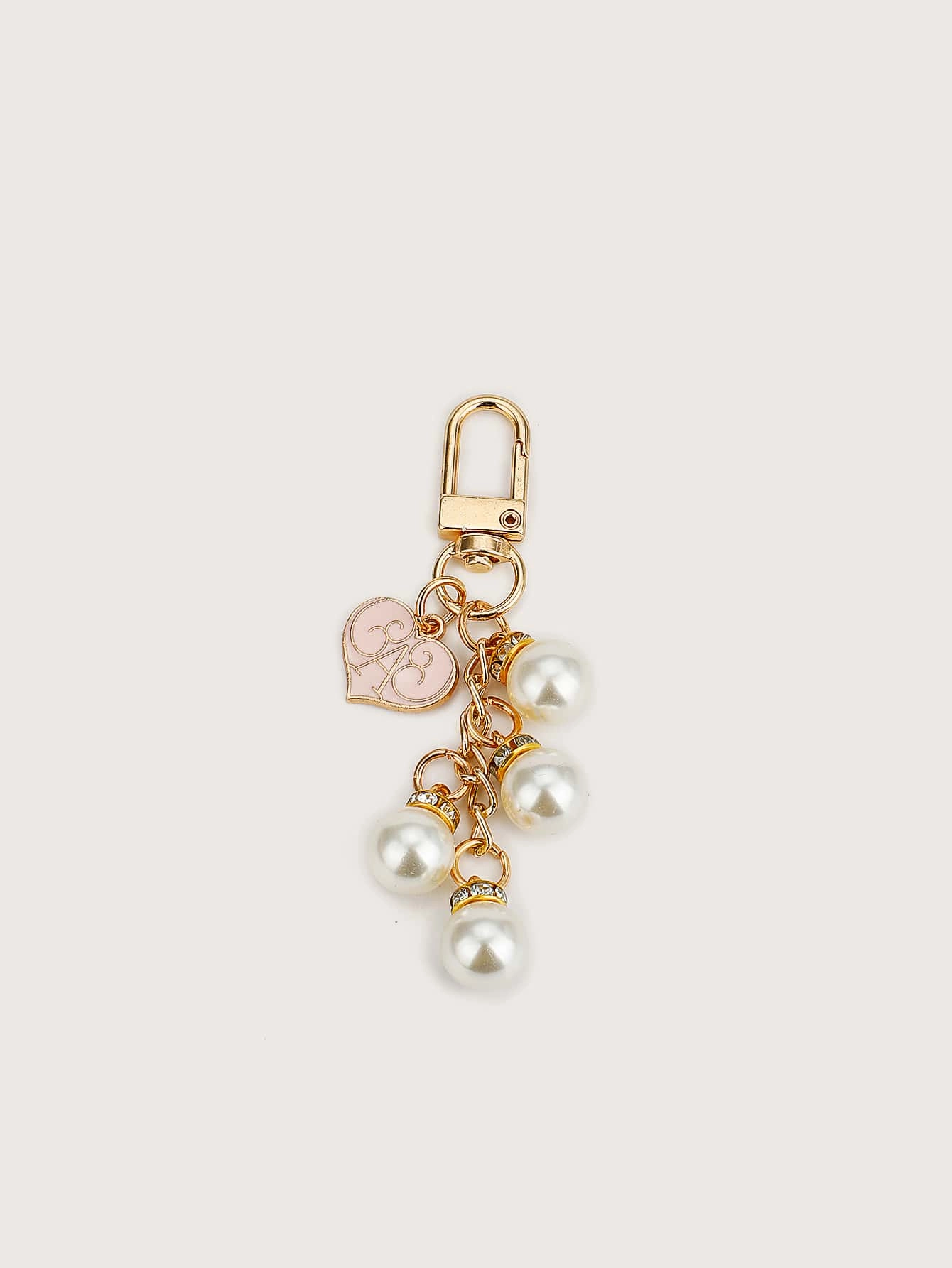 Faux Pearl Decor Heart Design Bag Charm