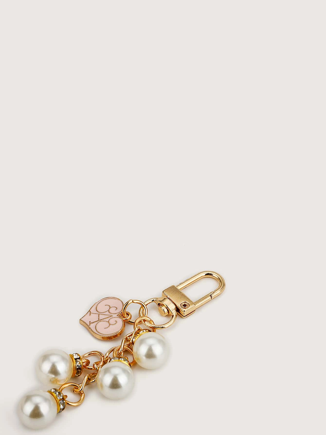 Faux Pearl Decor Heart Design Bag Charm