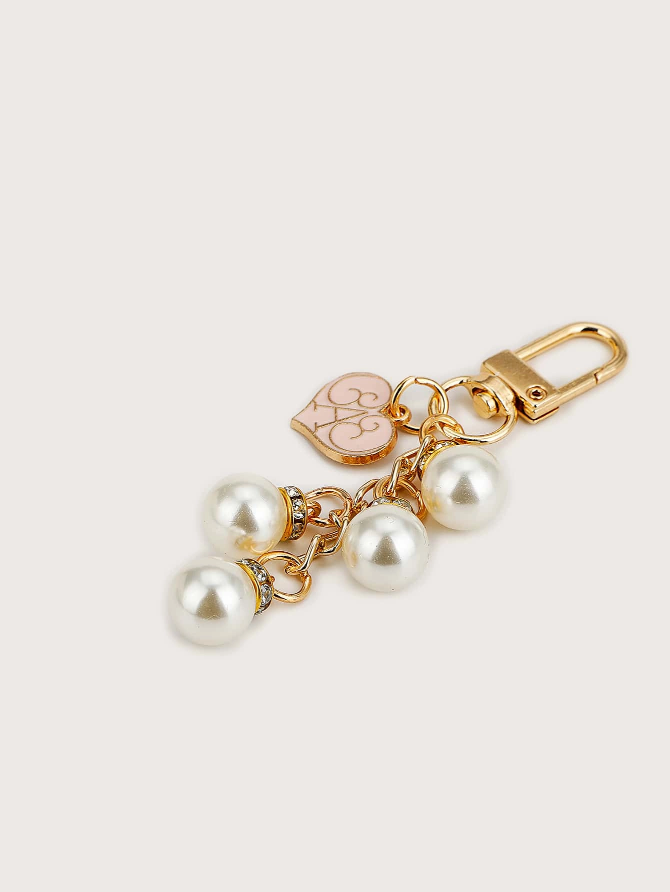 Faux Pearl Decor Heart Design Bag Charm