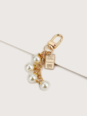 Faux Pearl Decor Heart Design Bag Charm
