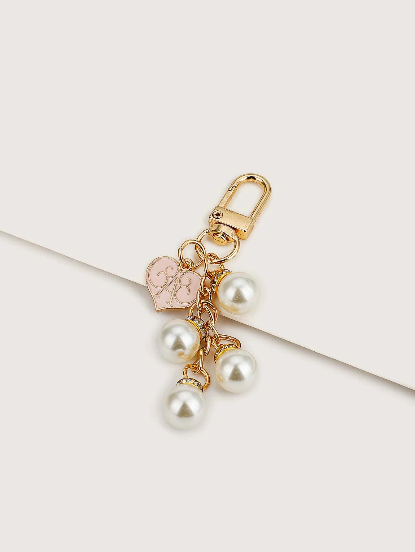 Faux Pearl Decor Heart Design Bag Charm
